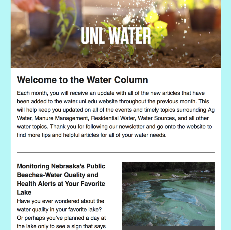 An example of the Water Column newsletter