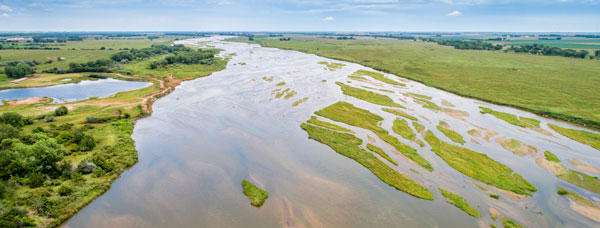 View of the Platte River from above