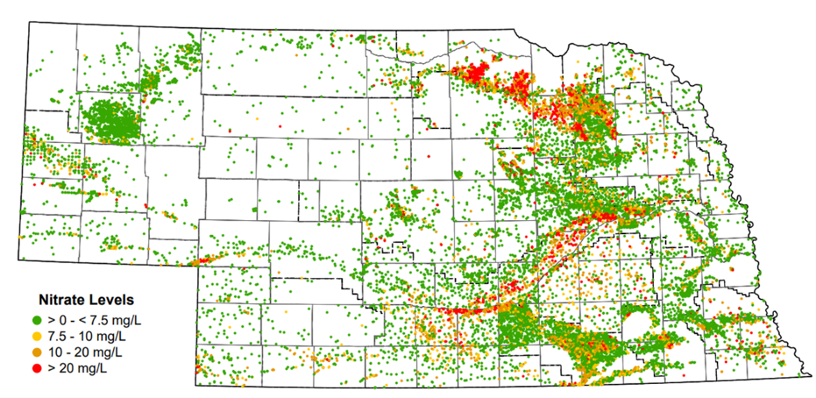 map of groundwater nitrate levels