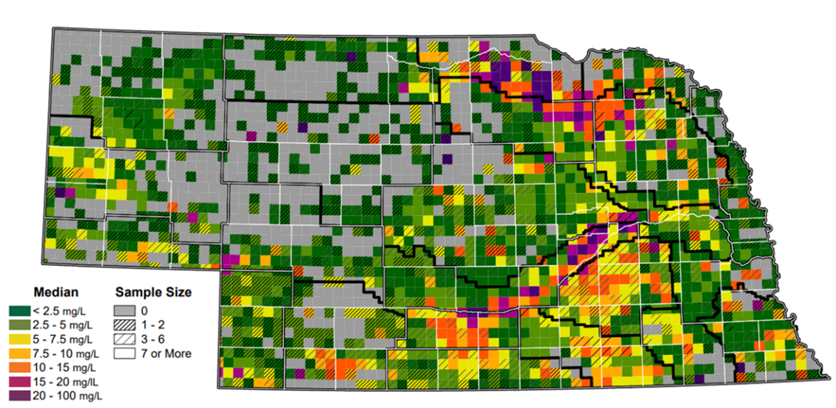 map of groundwater nitrate levels by township