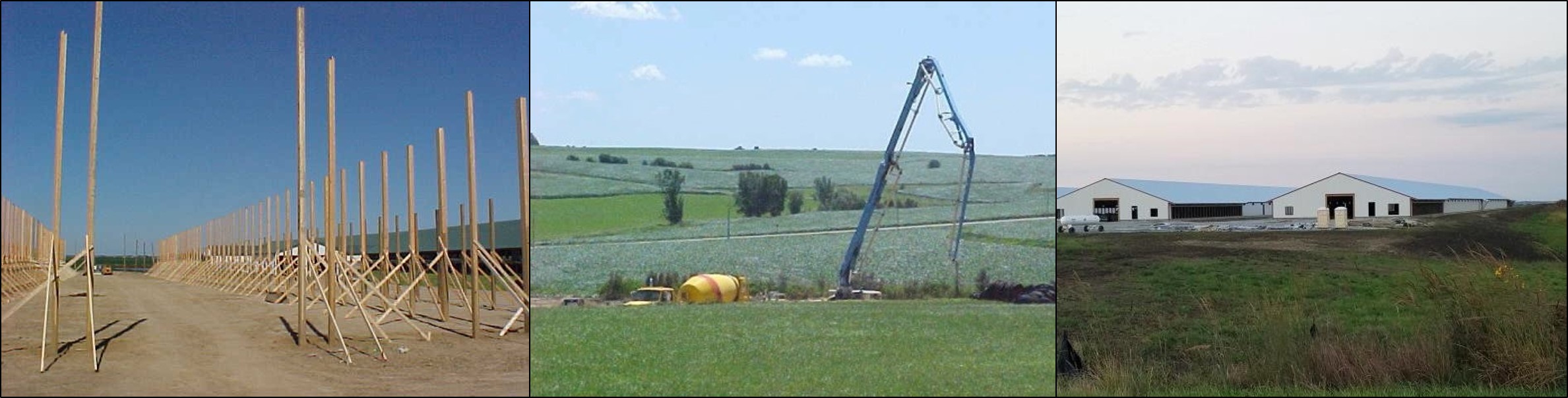 photos during construction of a livestock facility