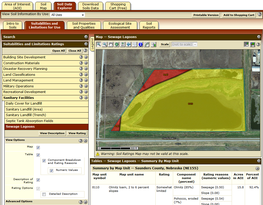 Screenshot of USDA's Web Soil Survey website.