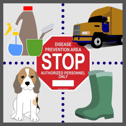 biosecurity sign with potential disease vectors