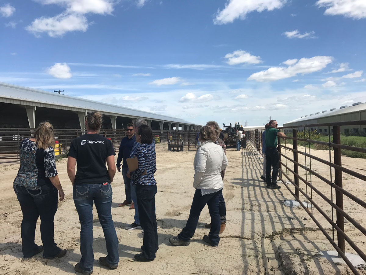 group of people visiting an animal feeding operation