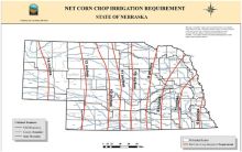 small map of Nebraska's net crop irrigation requirements