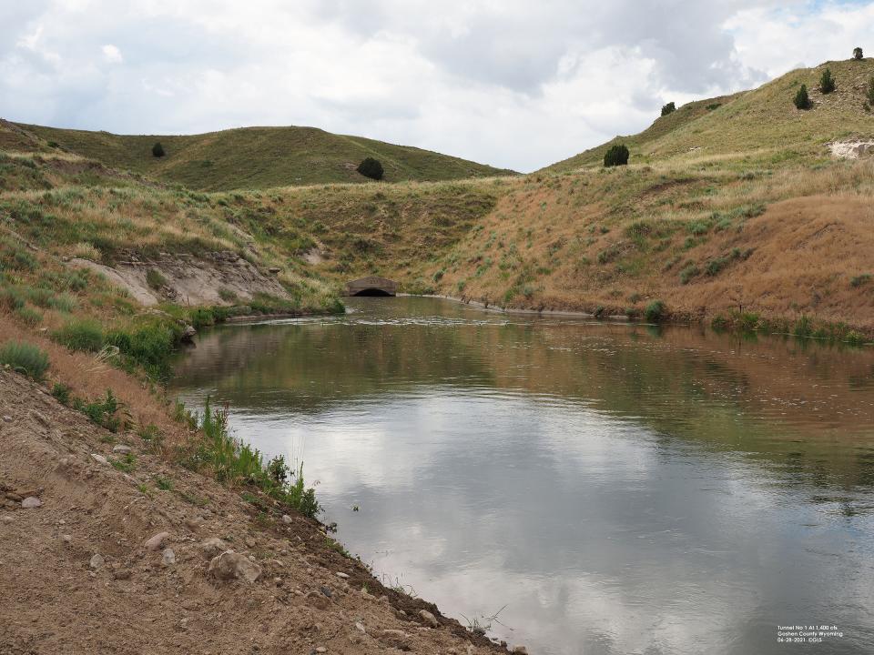 Irrigation water flows through Tunnel No. 1 on the Goshen/Gering-Fort Laramie supply canal in 2021.