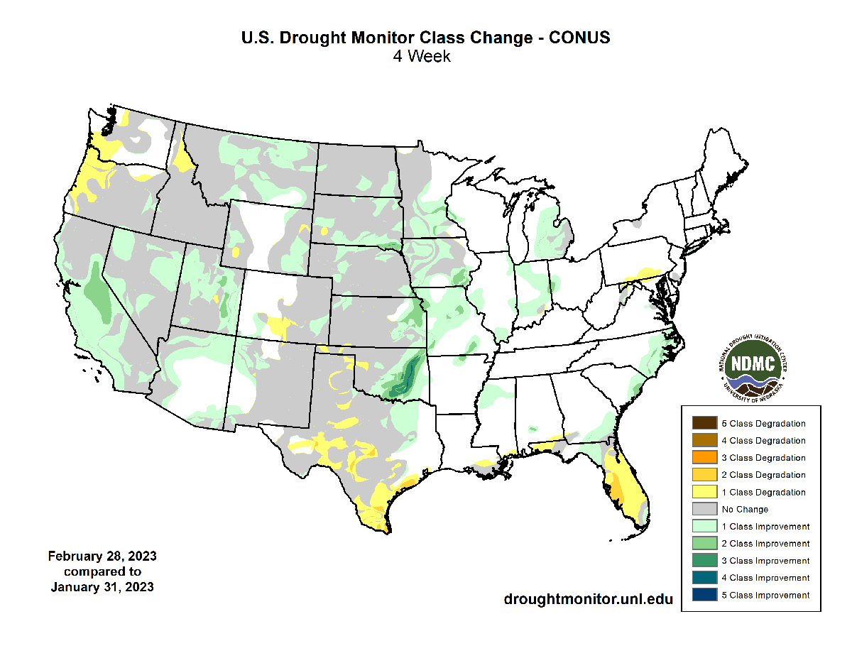 February U.S. Drought Monitor change. (Source: National Drought Mitigation Center)