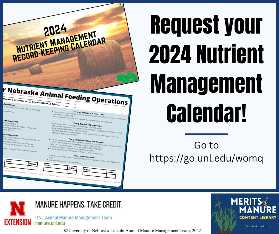 2024 nutrient management record keeping calendar advertisement