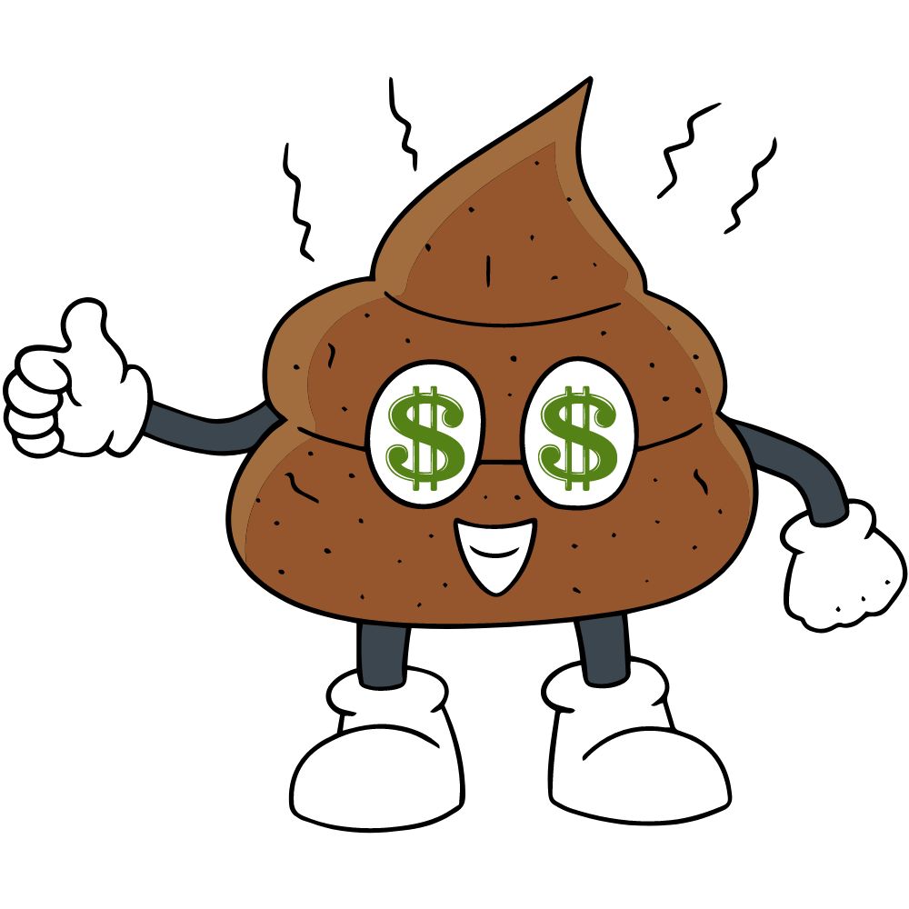 manure emoji with cash in its eyes