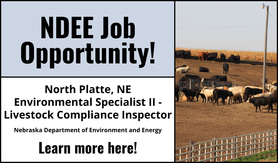 Job Opporunity: North Platte Livestock Compliance Inspector at Nebraska Department of Environment and Energy