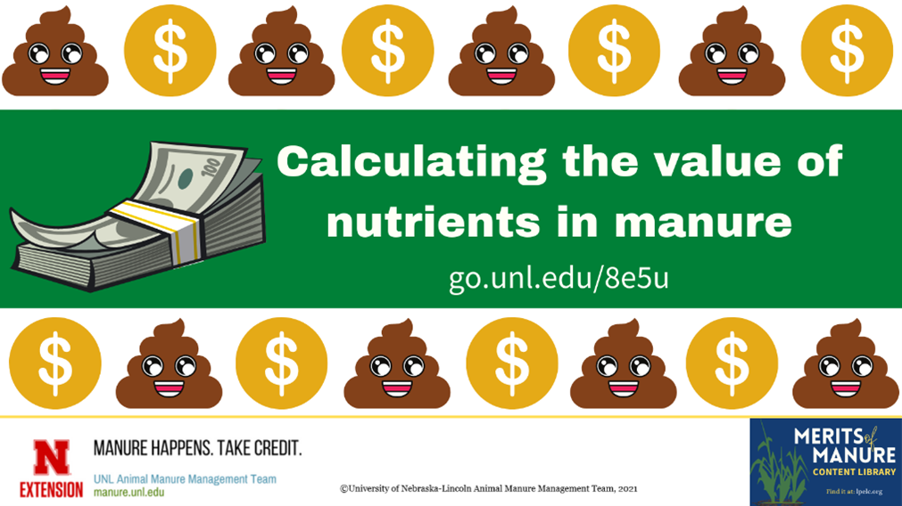 example graphic that says "calculating the value of nutrients in manure" and provides a link.