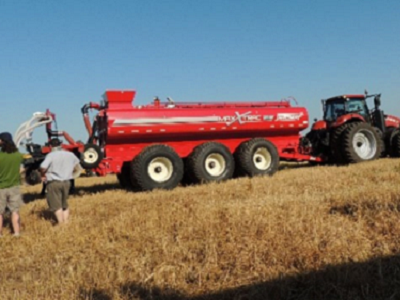 Tanker-style manure spreader.