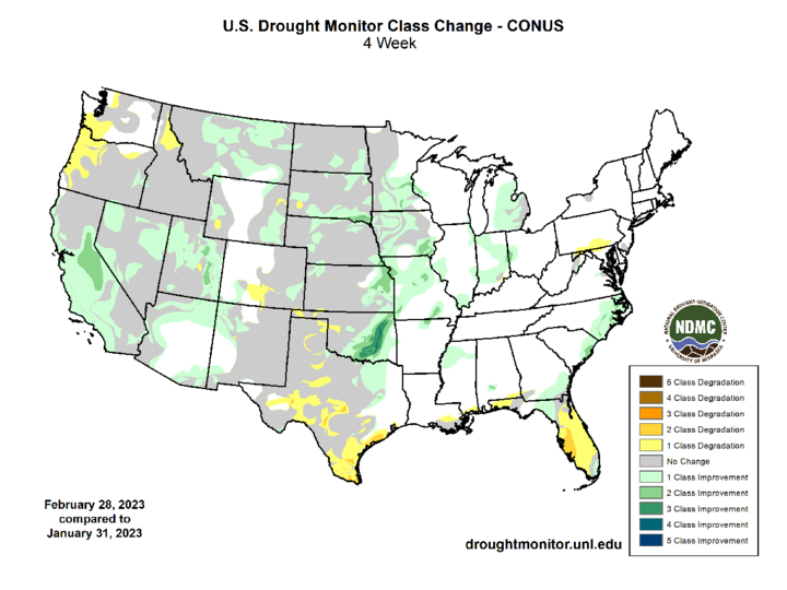 February U.S. Drought Monitor change. (Source: National Drought Mitigation Center)