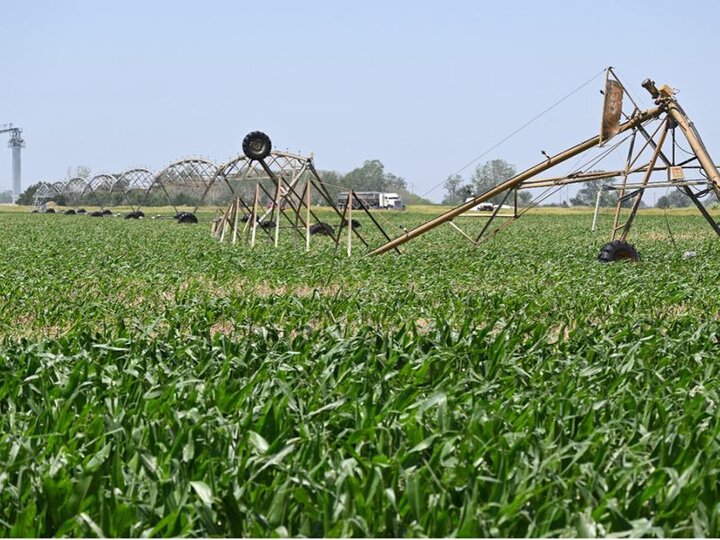 center pivot damaged in field