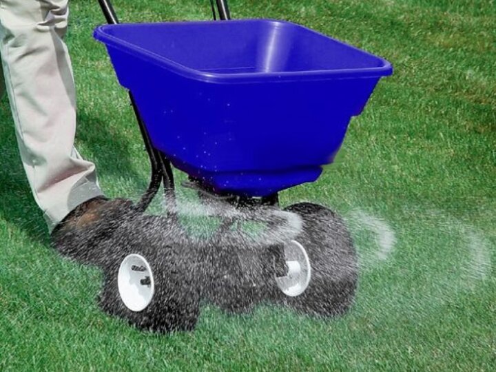 Apply turfgrass fertilizer