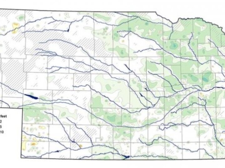 Groundwater level changes for Nebrasks for 2018 versus 2019