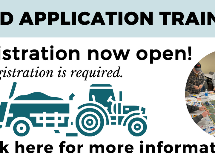 advertisement indicating that Land Application Training registration is now open.