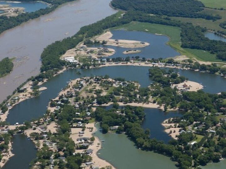 aerial view of sandpit lake