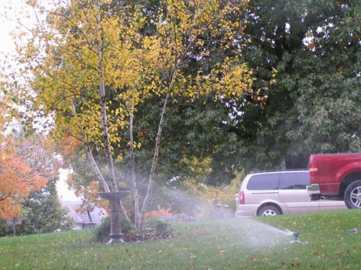 Watering a lawn