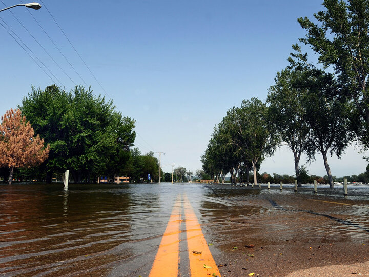 Flooded street.