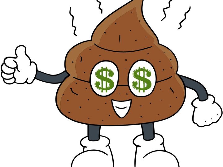 manure emoji with cash in its eyes