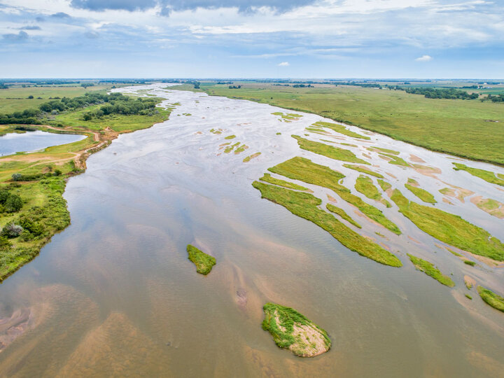 Aerial view of a river.