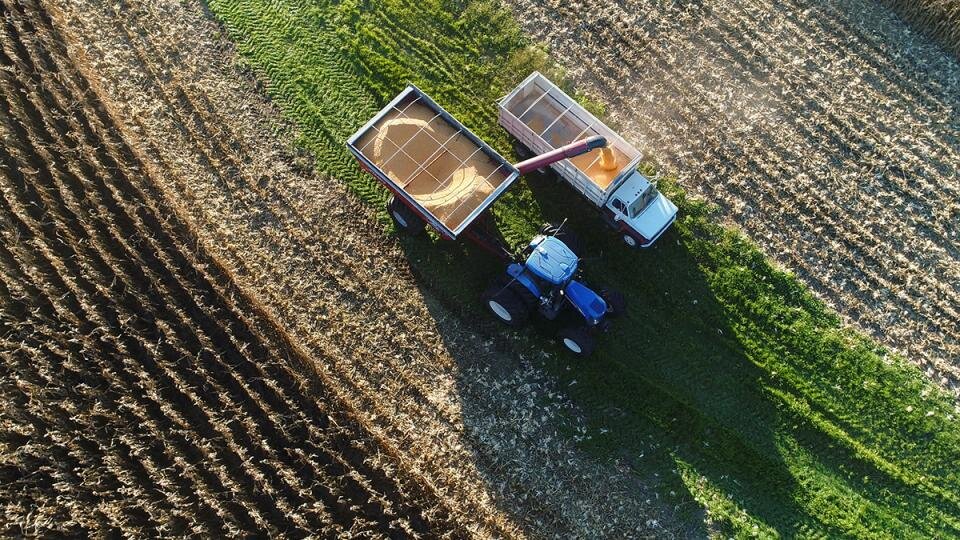 Combine in Field, photo by Laura Thompson