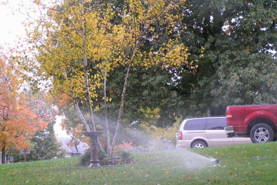 Watering a lawn