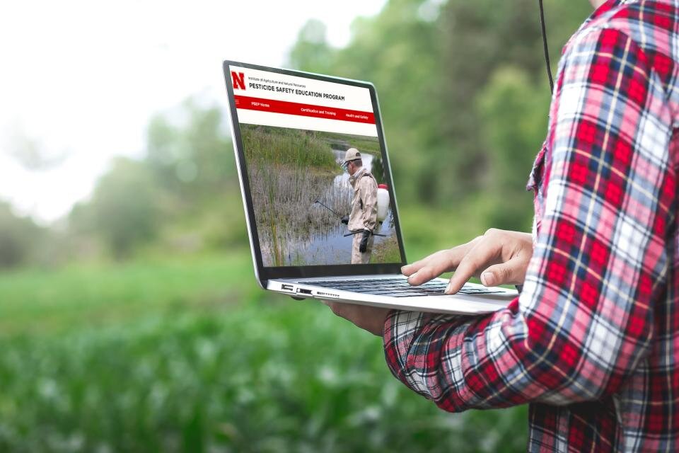 Laptop in field